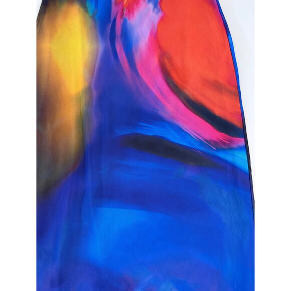 Zara Printed Rainbow Tulle Midi Skirt Womens Small Artsy Mesh Festival Blue - Picture 13 of 15